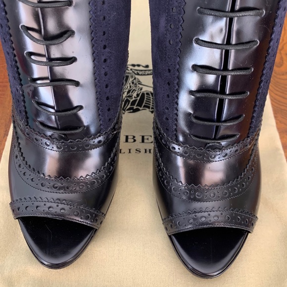 Burberry English Brunswick 110 Peep Toe Ankle Boot - Picture 3 of 16